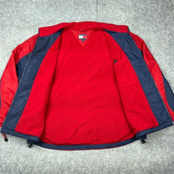 Tommy Hilfiger Jacket Mens Extra Large Blue Red Fleece Lined Nylon Full Zip Y2K - Picture 8 of 16